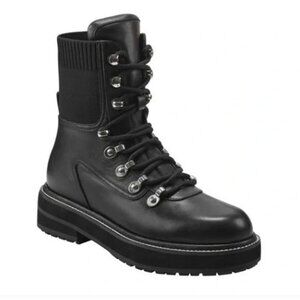 Marc Fisher Black Lace-Up Leather Combat Boots Size 9.5 M